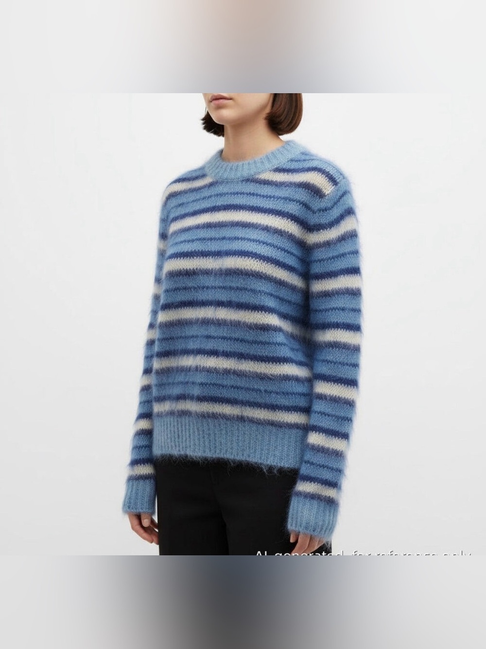 Marni Blue White Striped Mohair Blend Sweater IT 38 Made in Italy NWT